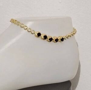 Gold and Black Stone Anklet